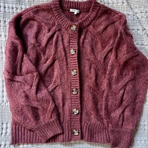 Madewell Burgundy Cable Knit Cardigan